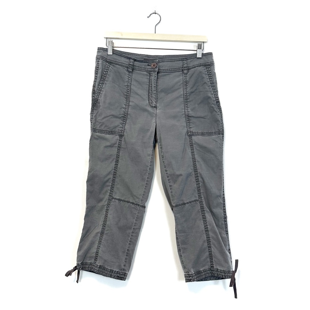 Eileen Fisher | Grey Seamed Tie‎ Ankle Cropped Pants Size 8